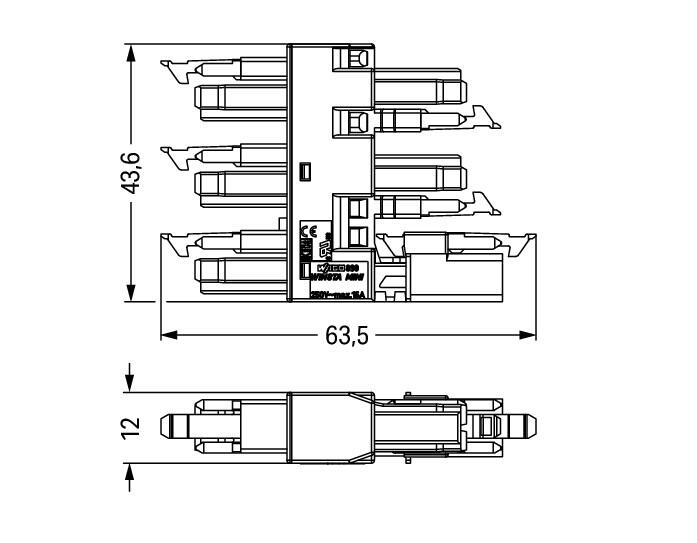 WAGO H-Verteiler PA 1Eing 2p 5Ausg 250V 890-1907 16A IP20 hfr