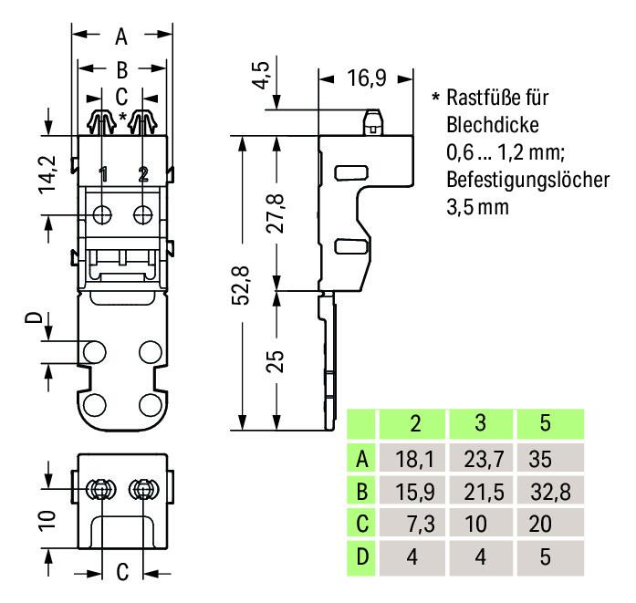 WAGO Befestigung Serie 221 221-525