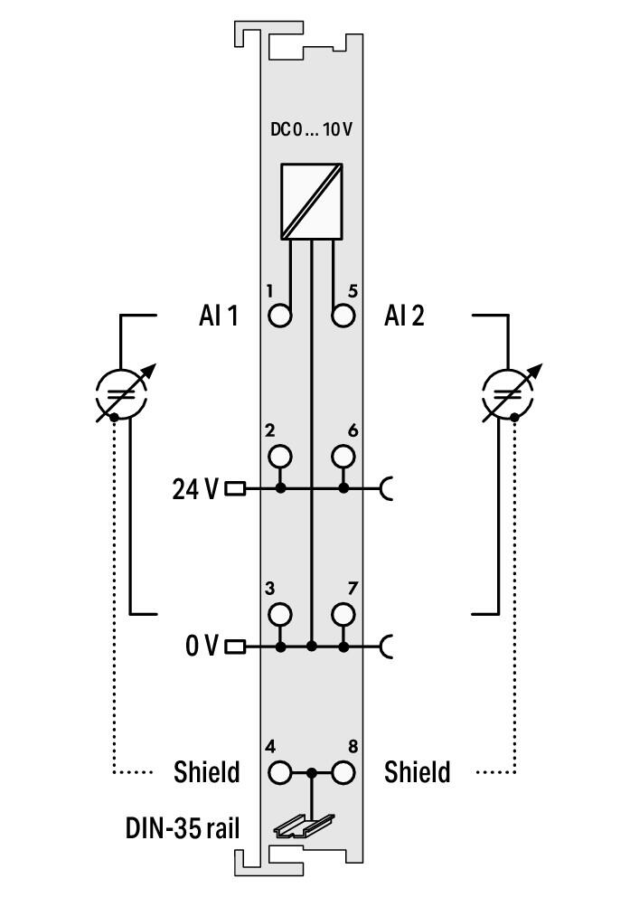 WAGO Analoges I/O-Modul DC 24V Eing.Spg Serie 750 750-478 Federzug