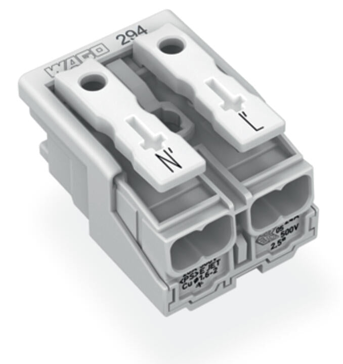 WAGO Klemmleiste 0,5-2,5qmm 24A 2p 20mm Serie 294 294-4022 Thermopl ws Federzug