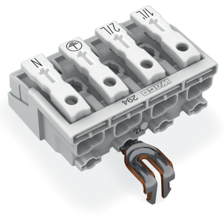 WAGO Klemmleiste 0,5-2,5qmm 24A 4p 40mm Serie 294 294-4224 Thermopl ws Federzug