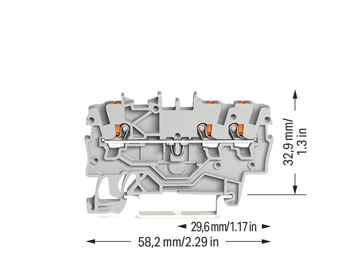 WAGO Reihenklemme 0,14-1,5qmm 1Etage 3kl 2200-1301 gr 13,5A TS35