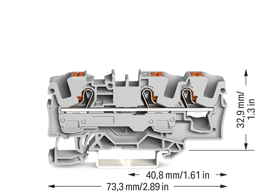 WAGO Reihenklemme 0,5-10qmm 1Etage 3kl 2206-1301 gr 41A TS35