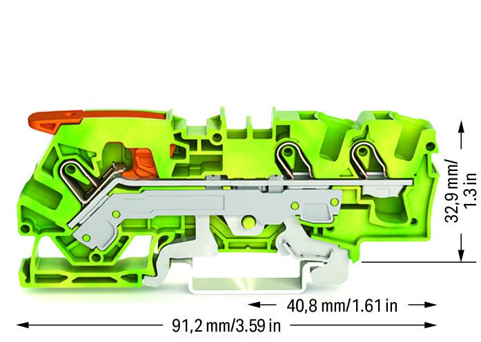 WAGO Schutzleiter-Reihenklemme 0,5-10qmm 2106-1307 gn/ge 1Etage TS35