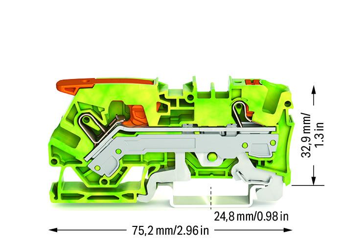 WAGO Schutzleiter-Reihenklemme 0,5-10qmm 2106-5207 gn/ge 1Etage TS35
