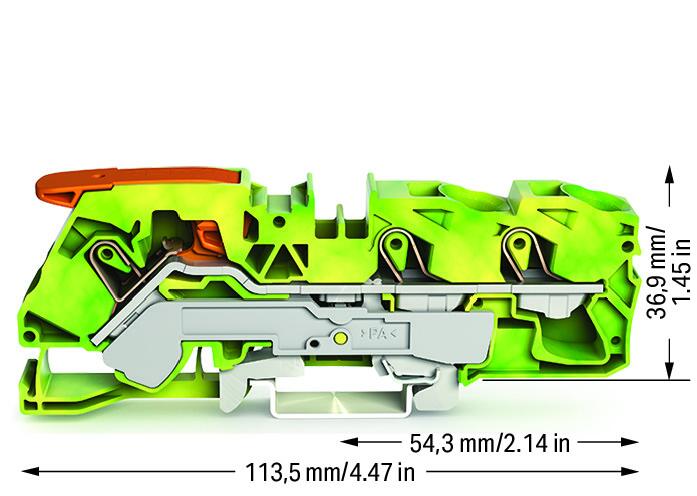 WAGO Schutzleiter-Reihenklemme 0,5-16qmm 2116-1307 gn/ge 1Etage TS35