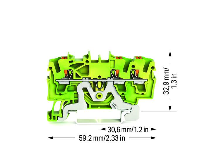 WAGO Schutzleiter-Reihenklemme 0,25-4qmm 2202-1307 gn/ge 1Etage TS35