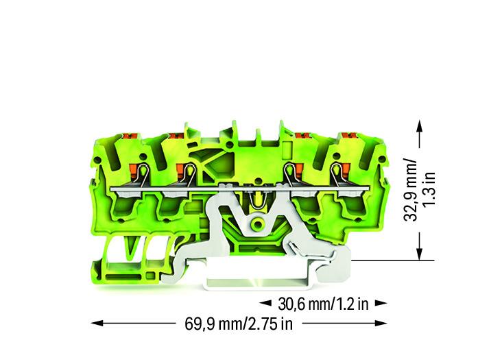 WAGO Schutzleiter-Reihenklemme 0,25-4qmm 2202-1407 gn/ge 1Etage TS35
