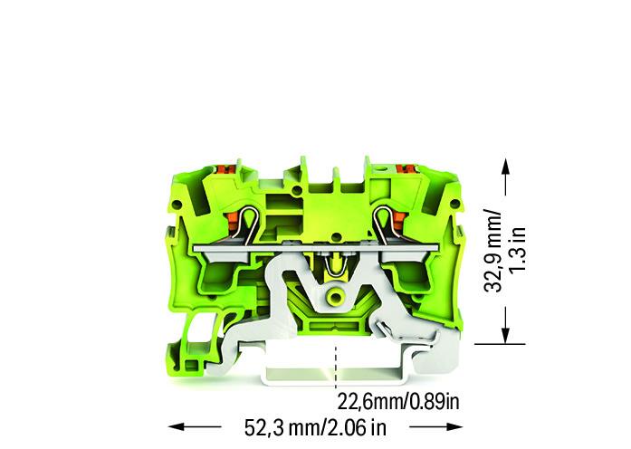 WAGO Schutzleiter-Reihenklemme 0,5-5qmm 2204-1207 gn/ge 1Etage TS35