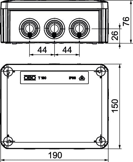 BETTERMANN Abzweigdose IP66 16qmm Kst T 160 M32 190x150x77mm rechteck hfr