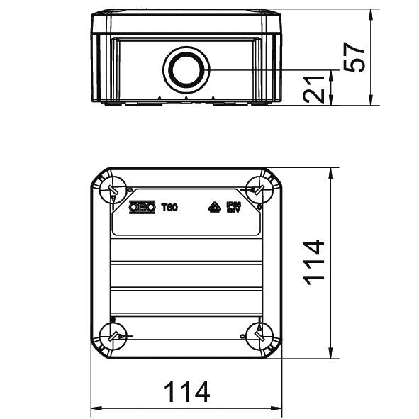 BETTERMANN Abzweigdose IP67 6qmm quadrat T 60 M20 NL 114x114x57mm Wand/Decke Kst