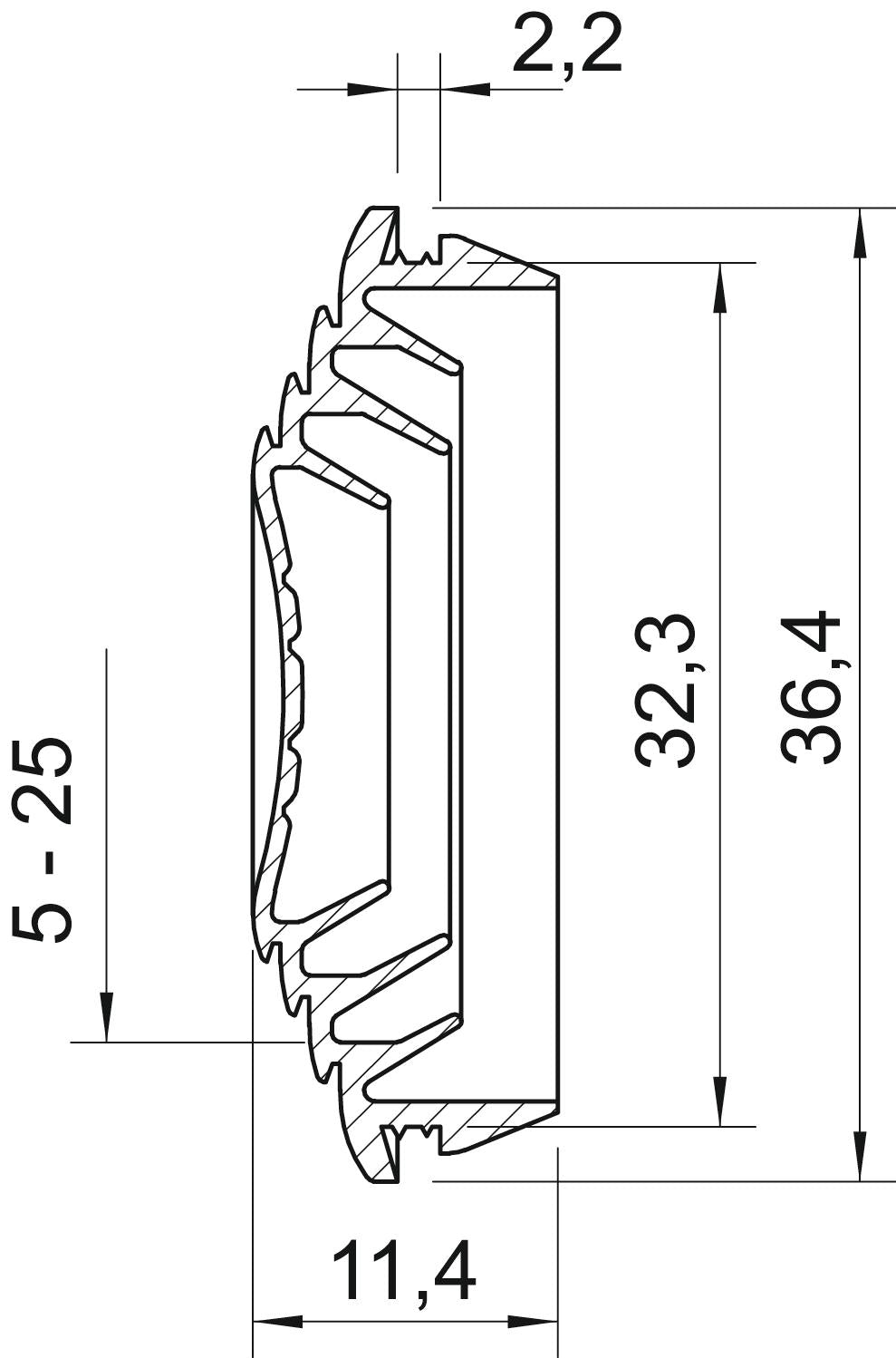 BETTERMANN Kabeleinsteckstutzen IP66 ws EDK 32 RW 36,4mm 5-27mm hfr abschneid