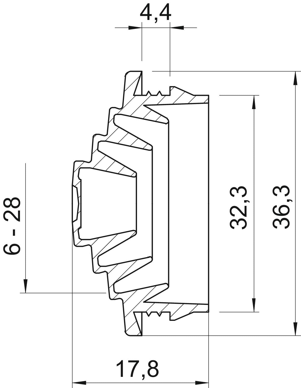 BETTERMANN Kabeleinsteckstutzen 32mm EDVS M32 LGR 1-25,5mm lgr hfr abschneid