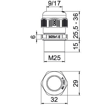 BETTERMANN Kabelverschraubung M25 PA ger V-TEC VM L25 SGR si-gr 15mm IP68 unbeh