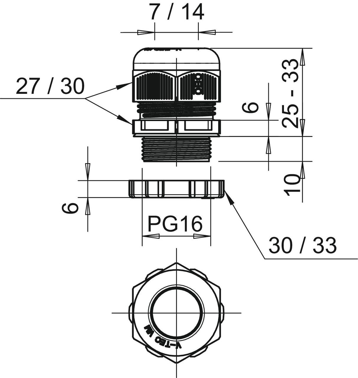 BETTERMANN Kabelverschraubung PG16 PA gr V-TEC PG16+ LGR 10mm IP68 ger unbeh