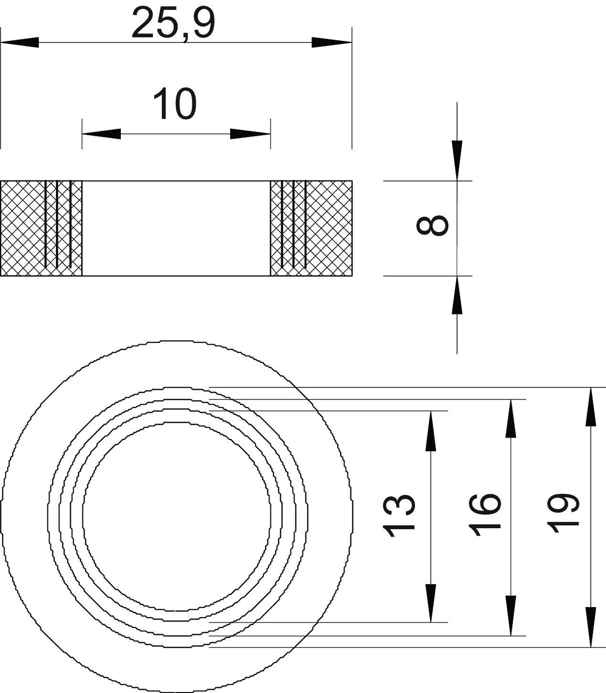 BETTERMANN Einschnittring 10-19mm 107 B PG21 25,9x8mm