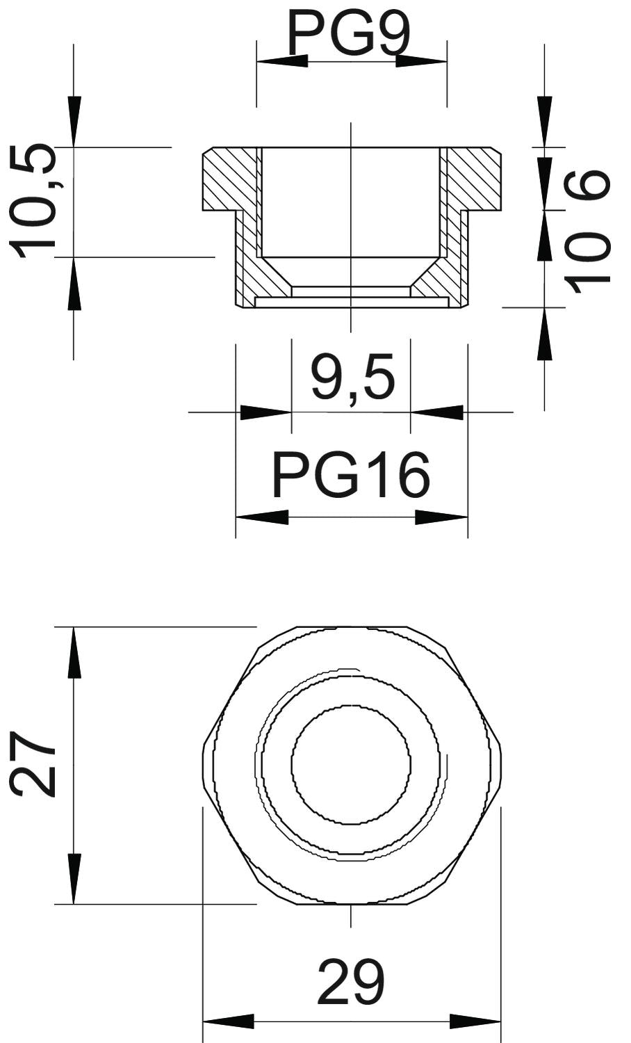 BETTERMANN Reduzierring Kst PG16/PG9 107 R PG16- 9 PA