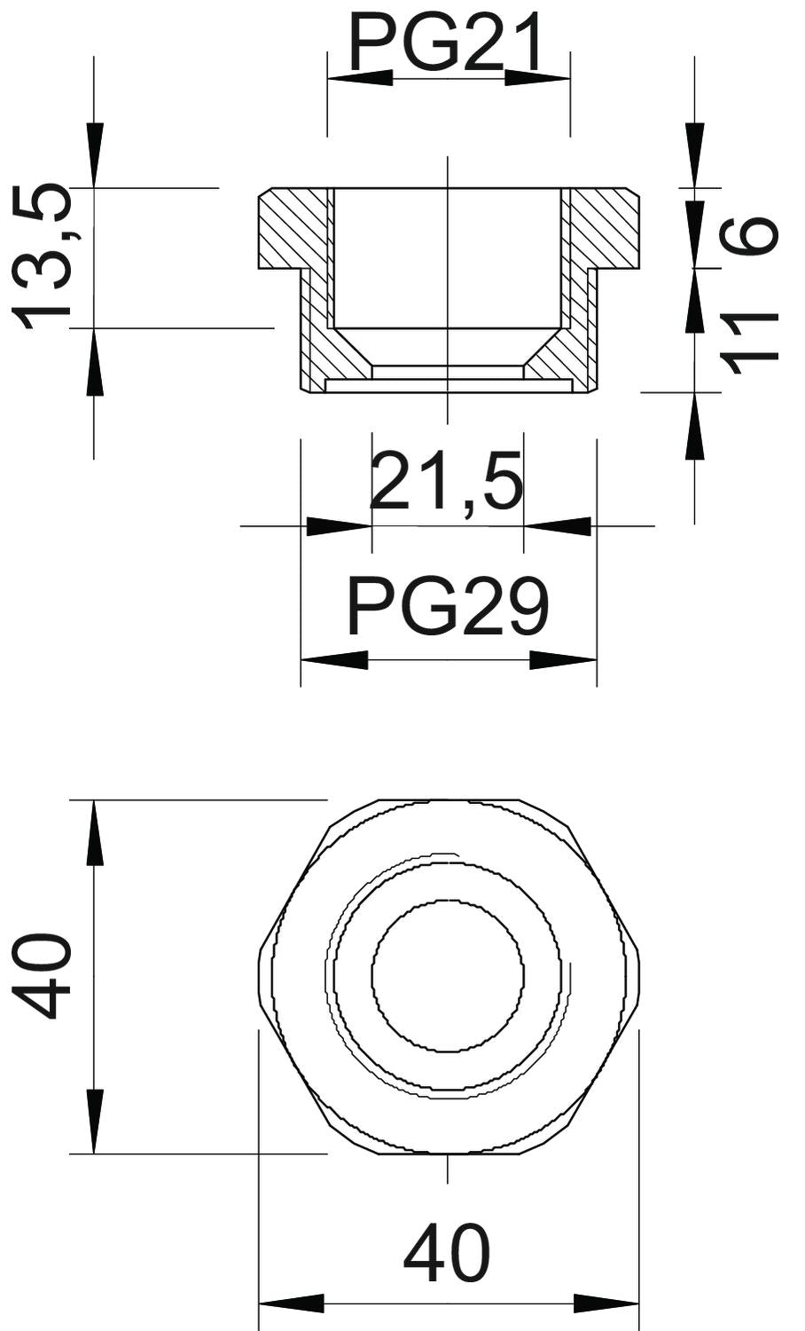 BETTERMANN Reduzierring Kst PG29/PG21 107 R PG29-21 PA