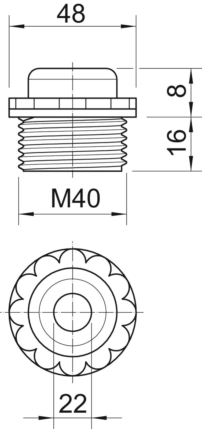 BETTERMANN Kabeleinsteckstutzen IP54 lgr 90 M40 OF 44mm 22mm hfr offen