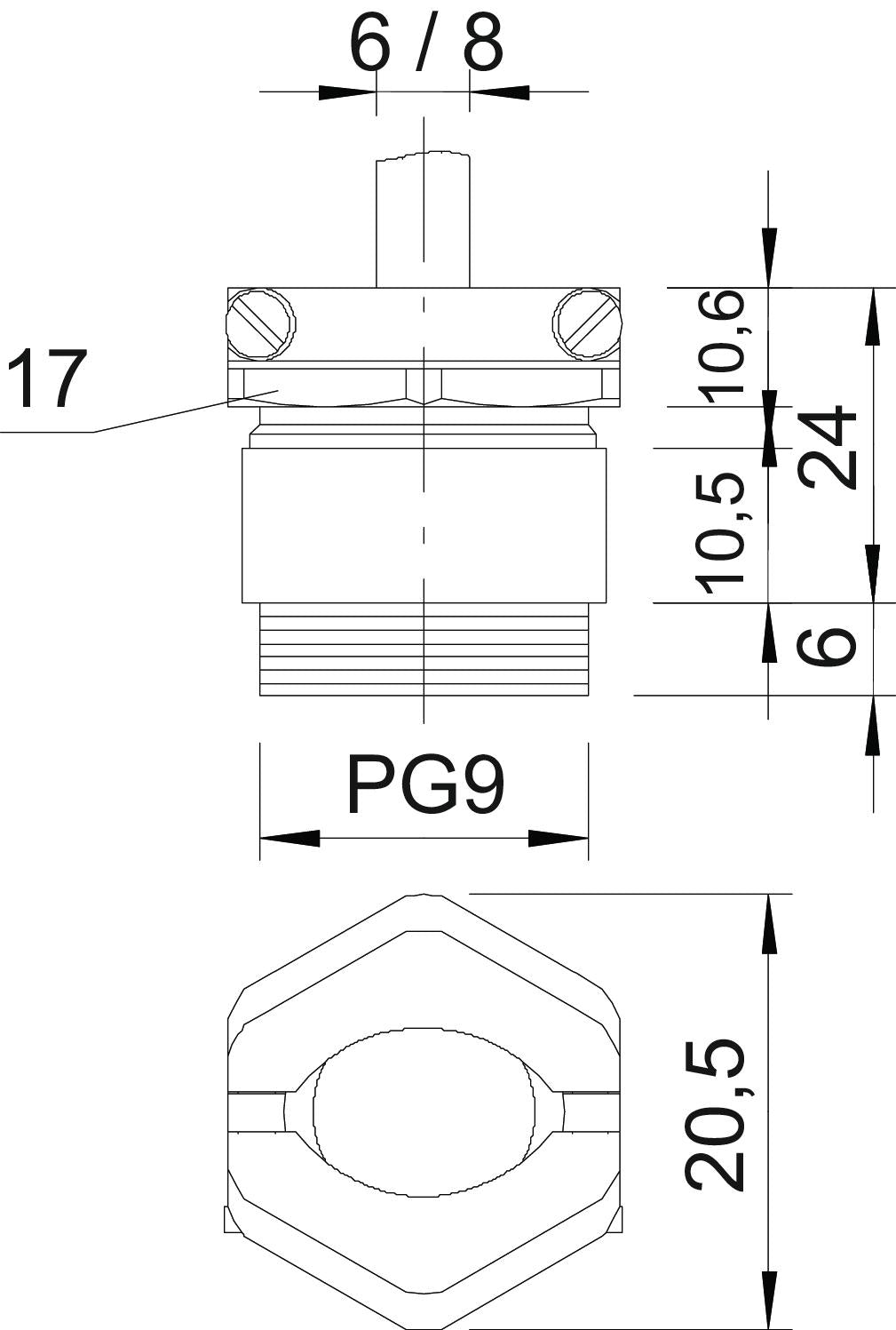 BETTERMANN Kabelverschraubung PG9 Ms si 159 MS PG 9 6mm IP54 ger vernick