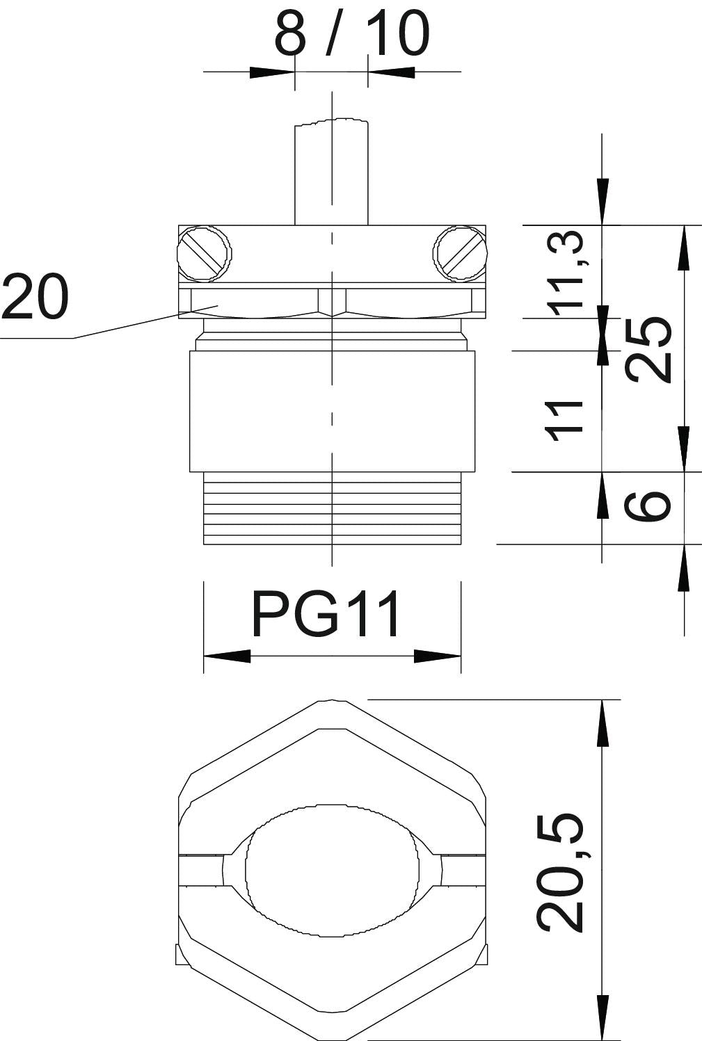 BETTERMANN Kabelverschraubung PG11 Ms si 159 MS PG11 6mm IP54 ger vernick