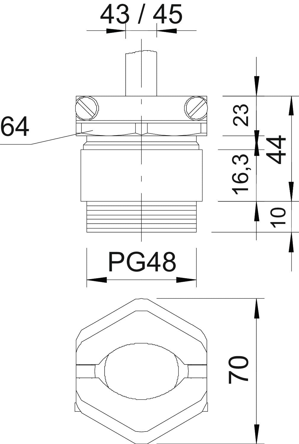 BETTERMANN Kabelverschraubung PG48 Ms si 159 MS PG48 10mm IP65 ger vernick