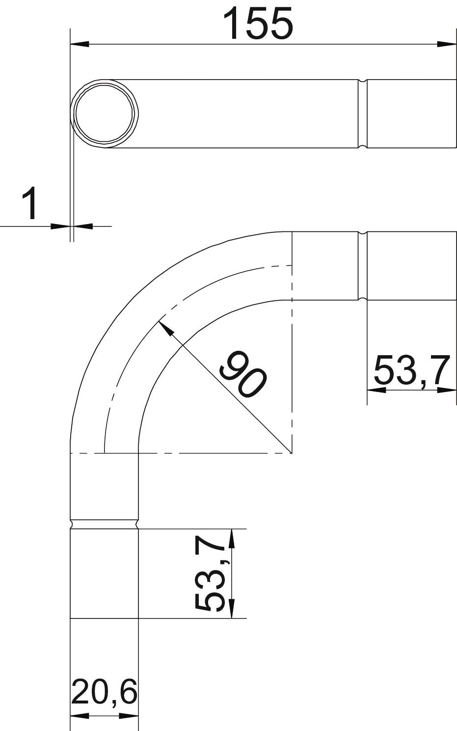 BETTERMANN Stahl-Steckbogen 20mm g/vz SBN20 SW hfr sw