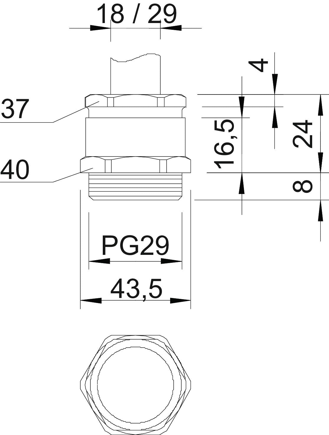BETTERMANN Kabelverschraubung PG29 Ms si 162 MS PG29 8mm IP54 ger vernick