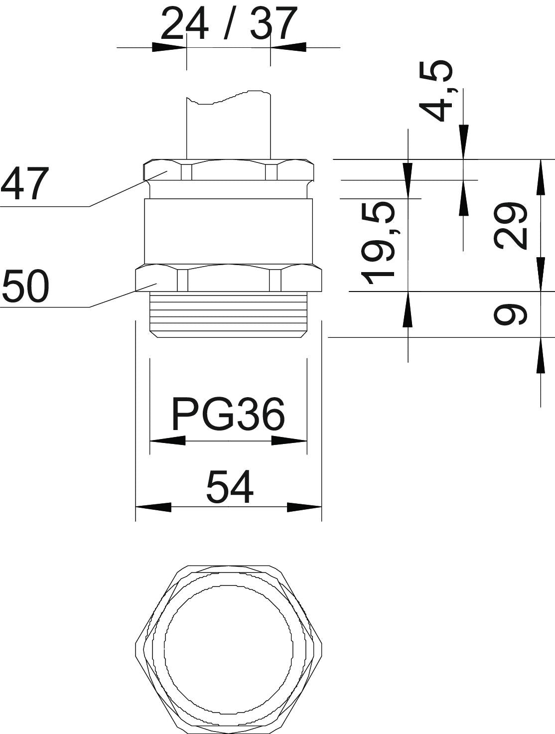 BETTERMANN Kabelverschraubung PG36 Ms si 162 MS PG36 9mm IP54 ger vernick