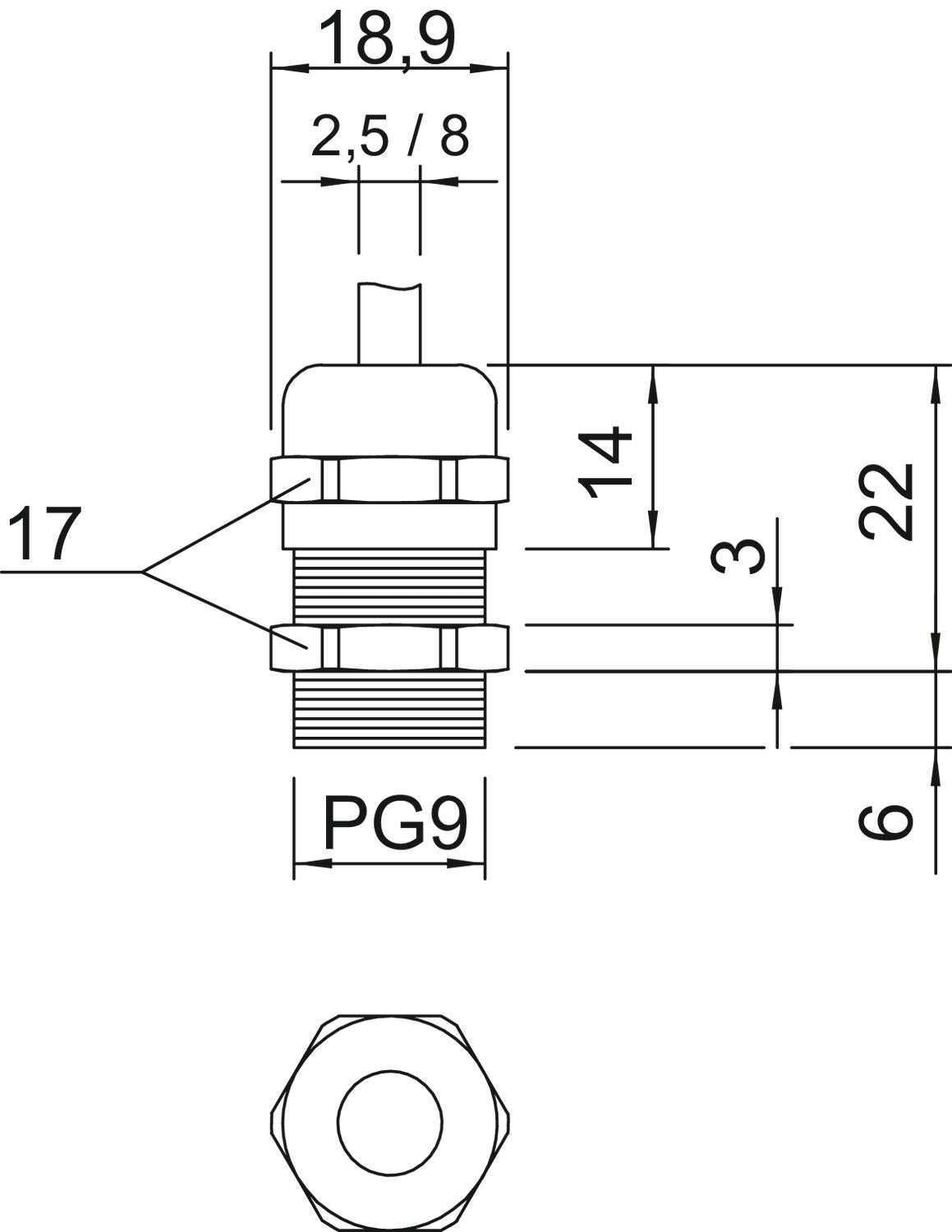 BETTERMANN Kabelverschraubung PG9 Ms si V-TEC PG9 MS 6mm IP68 ger vernick