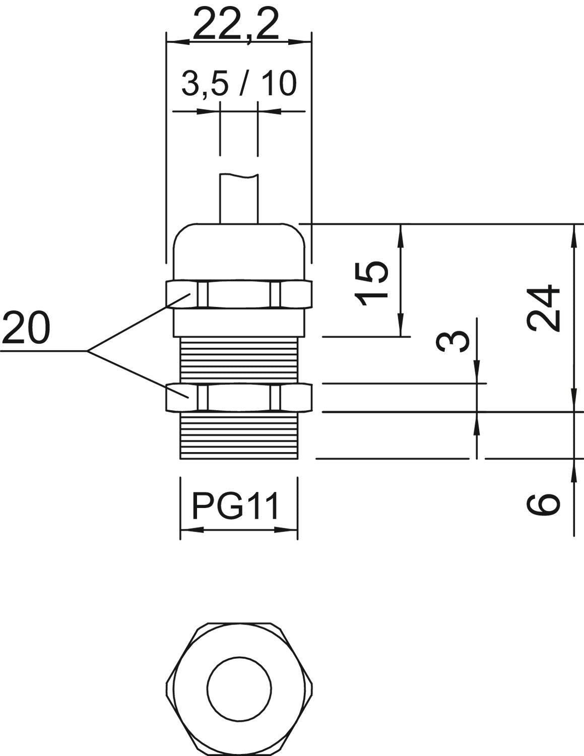 BETTERMANN Kabelverschraubung PG11 Ms si V-TEC PG11 MS 6mm IP68 ger vernick