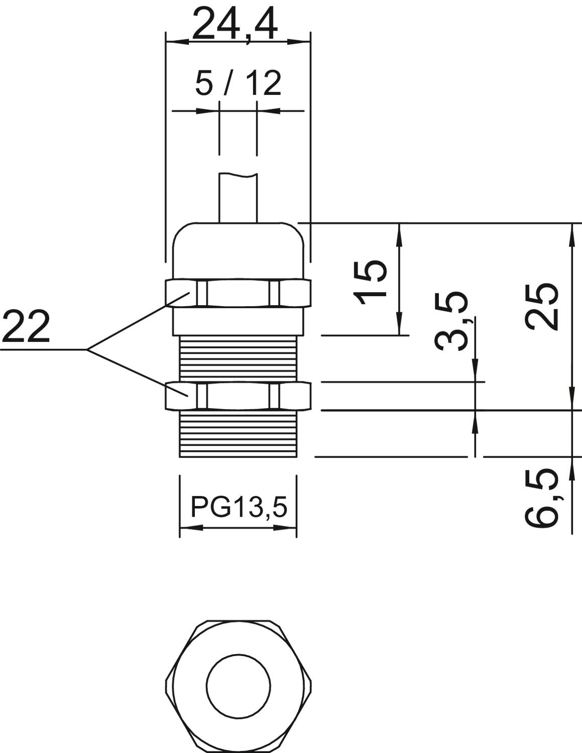 BETTERMANN Kabelverschraubung PG13,5 Ms V-TEC PG13 MS si 6,5mm IP68 ger vernick
