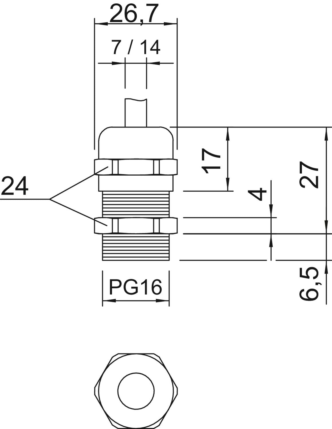 BETTERMANN Kabelverschraubung PG16 Ms si V-TEC PG16 MS 6,5mm IP68 ger vernick