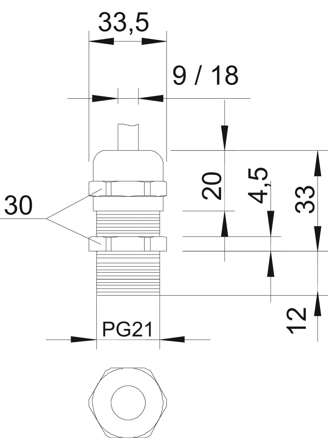 BETTERMANN Kabelverschraubung PG21 Ms si V-TEC L PG21 MS 12mm IP68 ger vernick