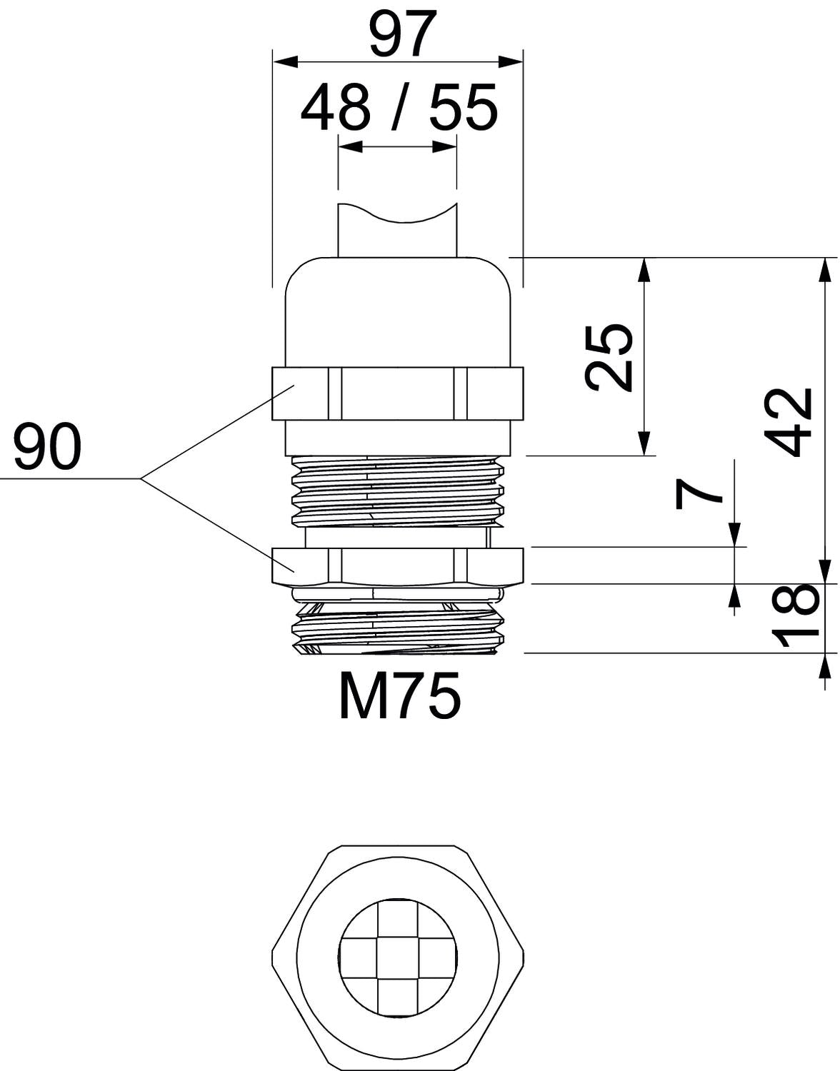 BETTERMANN Kabelverschraubung M75 Ms si V-TEC VM LM75MS1 18mm IP68 ger vernick
