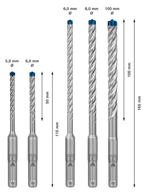 BOSCH-EW Bohrerset 5tlg 5-10mm 5xBeton SDS plus-7X 5pc Box