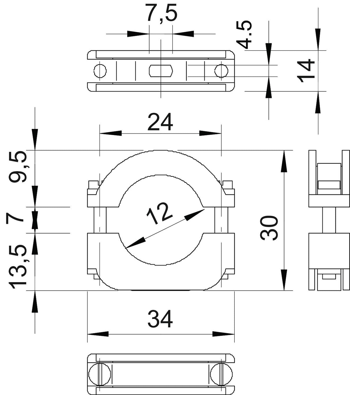 BETTERMANN Abstandsschelle 1f 12mm Kst 3015 12 LGR geschl hfr