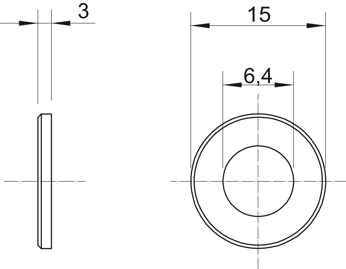 BETTERMANN Unterlegscheibe M3 15/6,4mm 2033 D 15x3 G 3mm g/vz