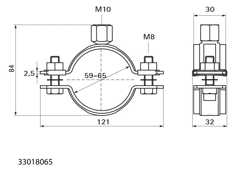 Walraven Schwerlastschelle HD500 BUP 59 - 65 mm M10 Zweischraubenschelle | 33018065
