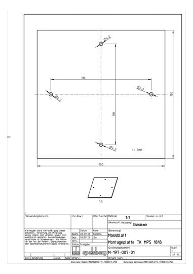 SPELSBERG Montageplatte Verteiler ST TK MPS-1818 lack 150x150mm Lochung