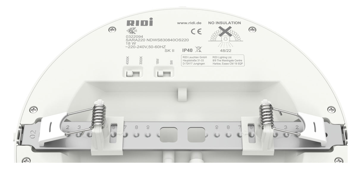 RIDI LED-Einbaustrahler 18W Konv 1LED ws SARA220 NDWS830840OS220 3000-4000K ws