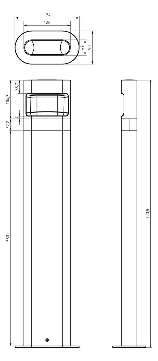 THEBEN LED-Pollerleuchte 8,5W IP54 3000K theLeda D B plus S AL 760lm alu alu