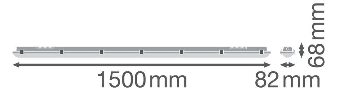 OSRAM-LEDVANCE LED-Feuchtraumleuchte 58W DP 5TH 1500 58W 840 IP65 GY 4000K gr
