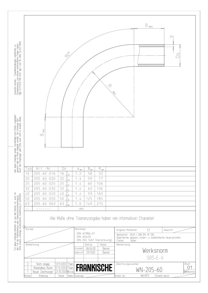 FRÄNKISCHE Stahl-Steckbogen 40mm f/vz SBS-E-V 40 feuerverzinkt hfr zink