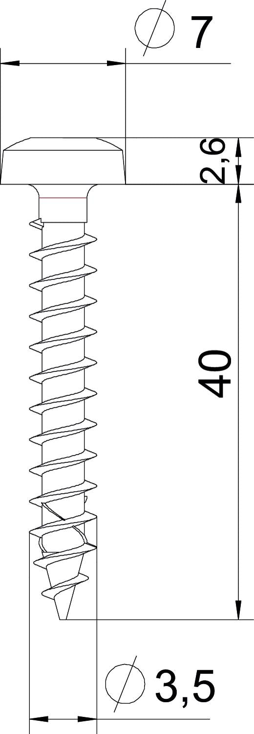BETTERMANN Panheadschraube TX 3,5x40mm OTSP 3,5x40 A4 VA L40mm unbeh Edst
