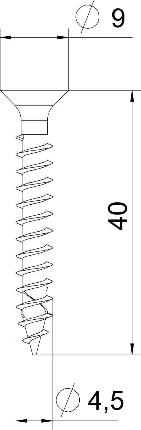BETTERMANN Senkkopfschraube TX 4,5x40mm OTSC 4,5x40 A4 VA L40mm unbeh Edst