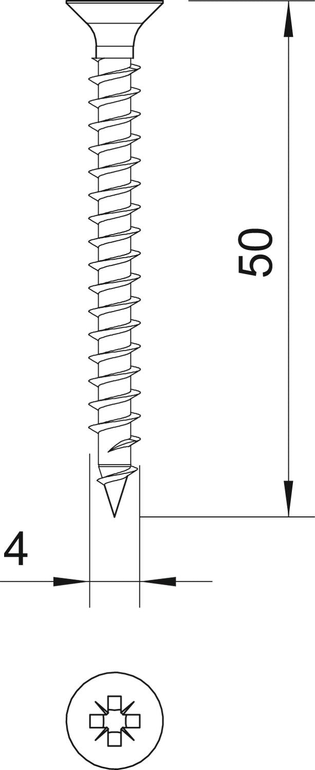 BETTERMANN Senkkopfschraube PZ 4x50mm ST 4759 4.0x50 L50mm