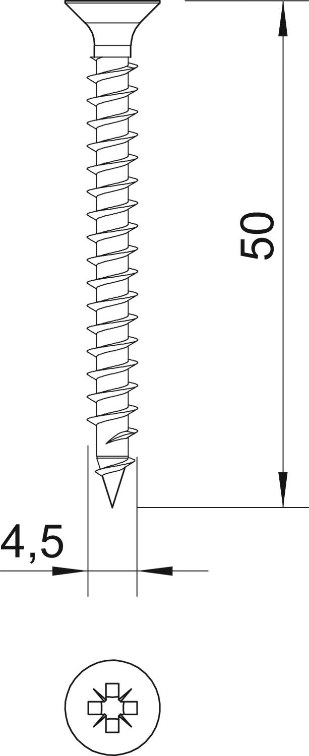 BETTERMANN Senkkopfschraube PZ 4,5x50mm 4759 4.5x50 ST L50mm