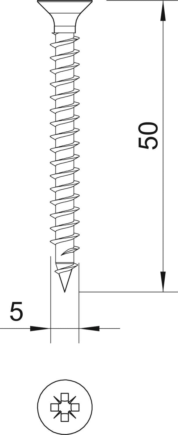 BETTERMANN Senkkopfschraube PZ 5x50mm ST 4759 5.0x50 L50mm