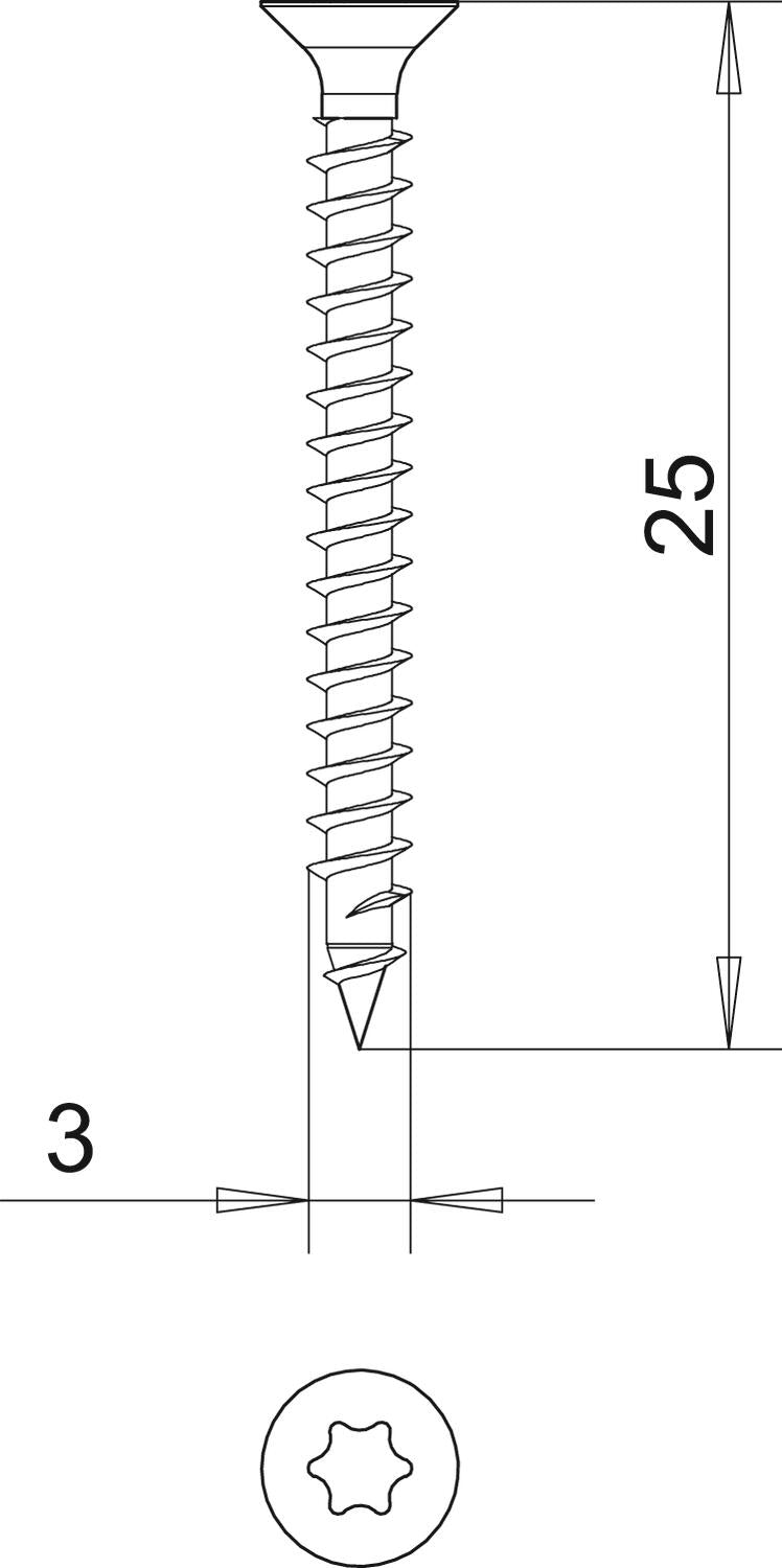 BETTERMANN Senkkopfschraube TX 3x25mm ST 4759T 3.0x25 T10 L25mm